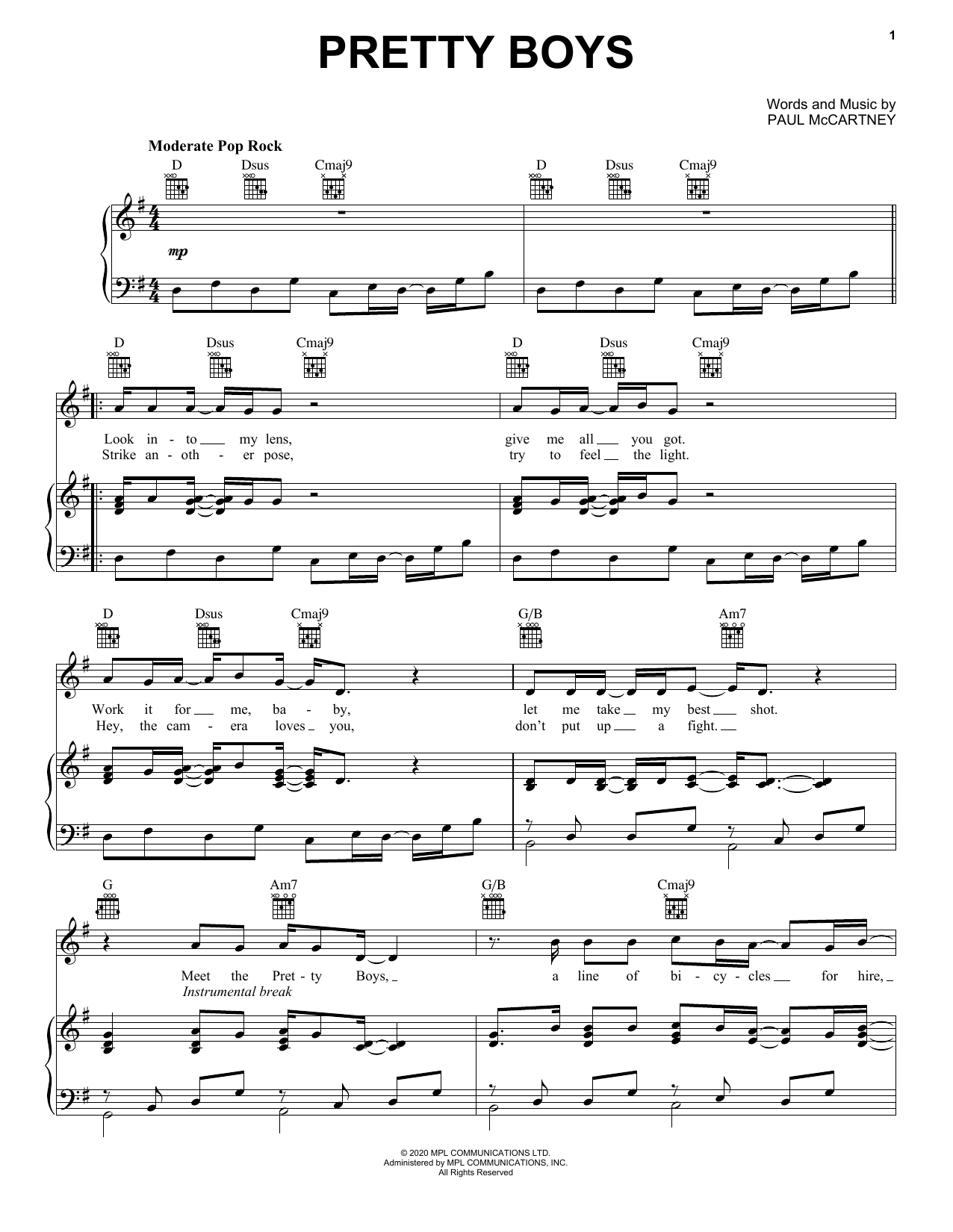 Download Paul McCartney Pretty Boys Sheet Music and learn how to play Lead Sheet / Fake Book PDF digital score in minutes