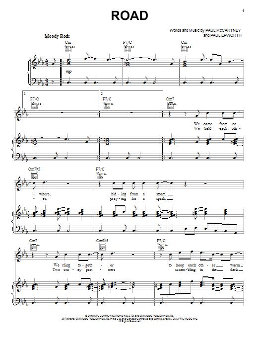 Download Paul McCartney Road Sheet Music and learn how to play Piano, Vocal & Guitar (Right-Hand Melody) PDF digital score in minutes