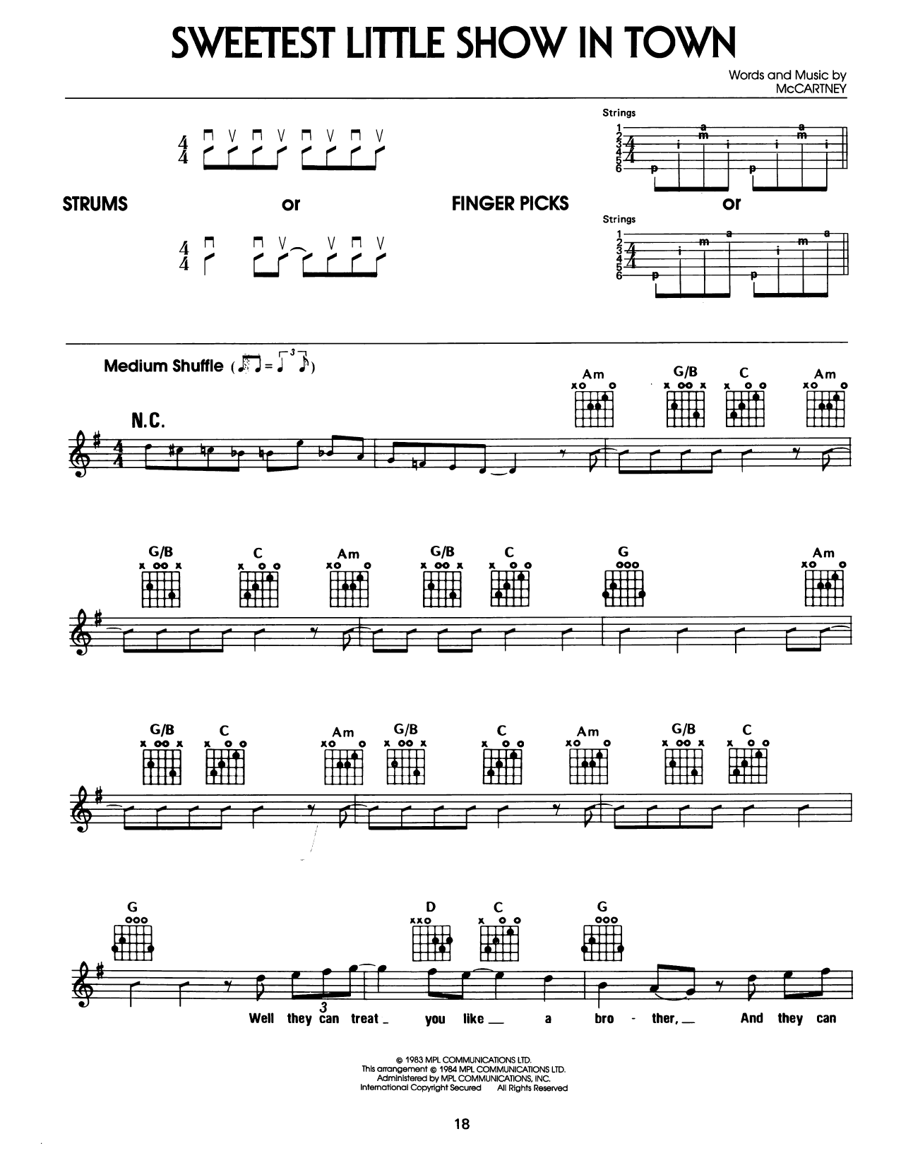 Download Paul McCartney Sweetest Little Show In Town Sheet Music and learn how to play Easy Guitar PDF digital score in minutes