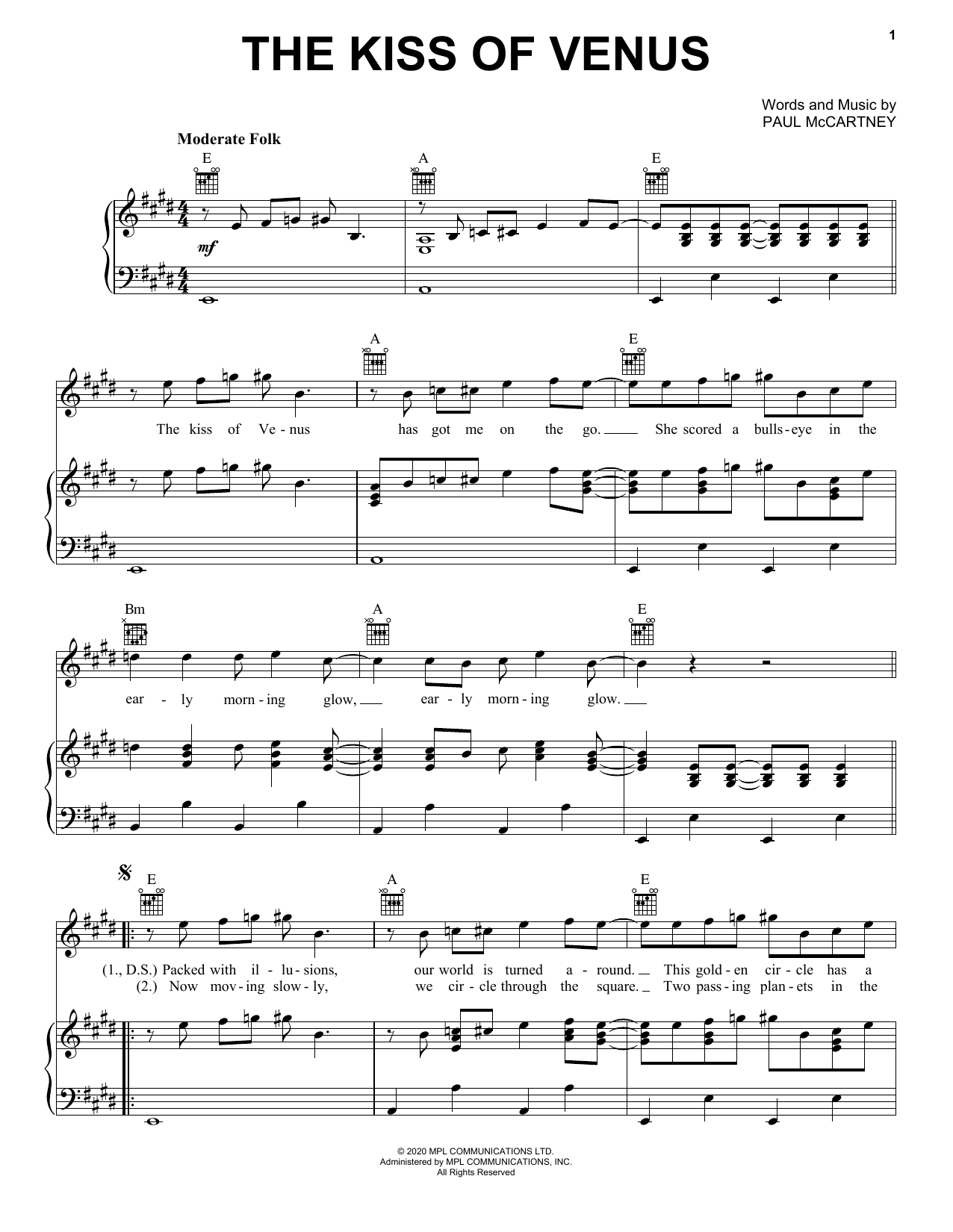 Download Paul McCartney The Kiss Of Venus Sheet Music and learn how to play Lead Sheet / Fake Book PDF digital score in minutes