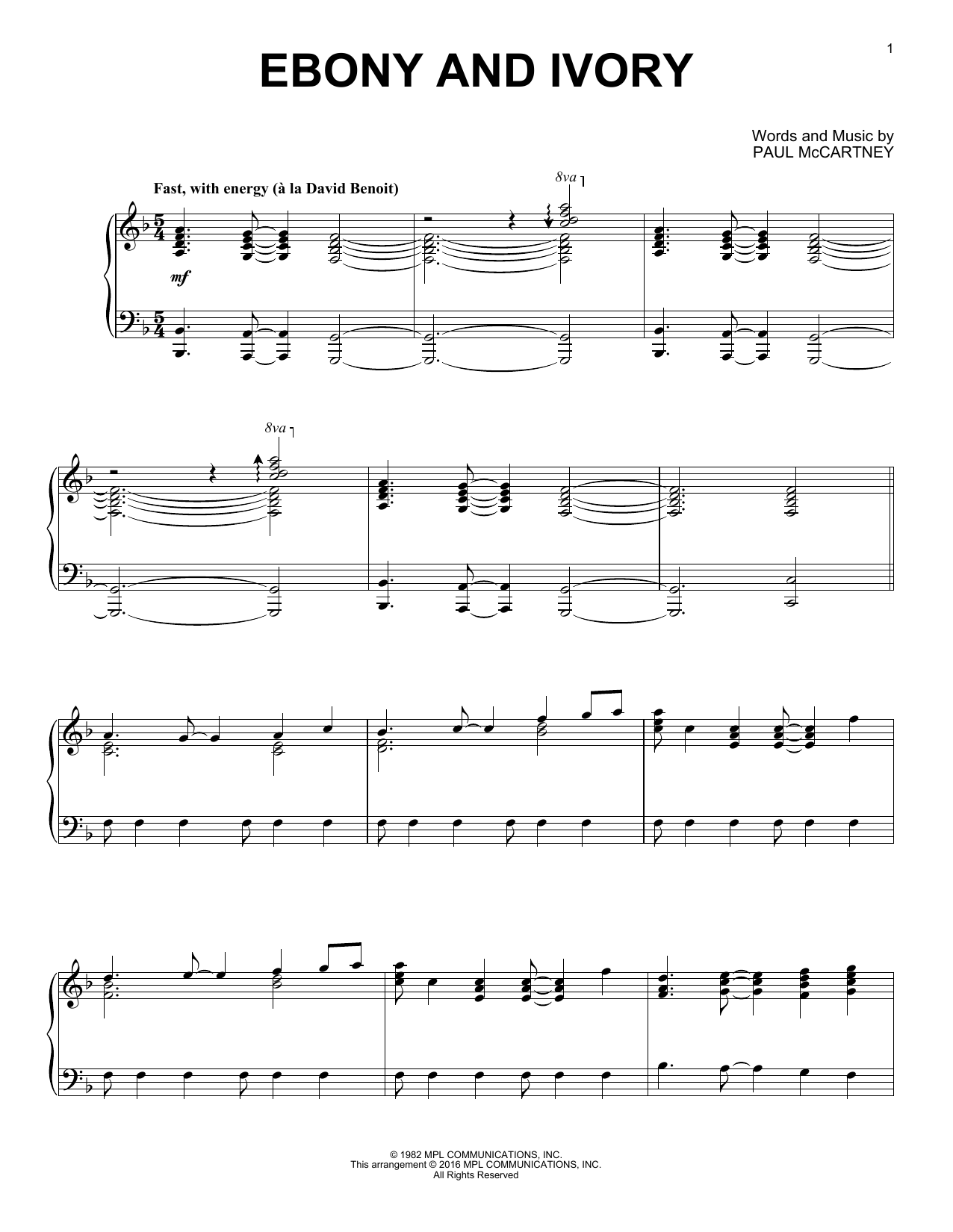 Download Paul McCartney and Stevie Wonder Ebony And Ivory Sheet Music and learn how to play Piano PDF digital score in minutes