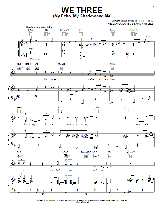Download Paul McCartney We Three (My Echo, My Shadow And Me) Sheet Music and learn how to play Piano, Vocal & Guitar (Right-Hand Melody) PDF digital score in minutes