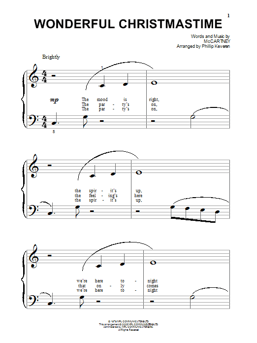 Download Paul McCartney Wonderful Christmastime Sheet Music and learn how to play Piano (Big Notes) PDF digital score in minutes