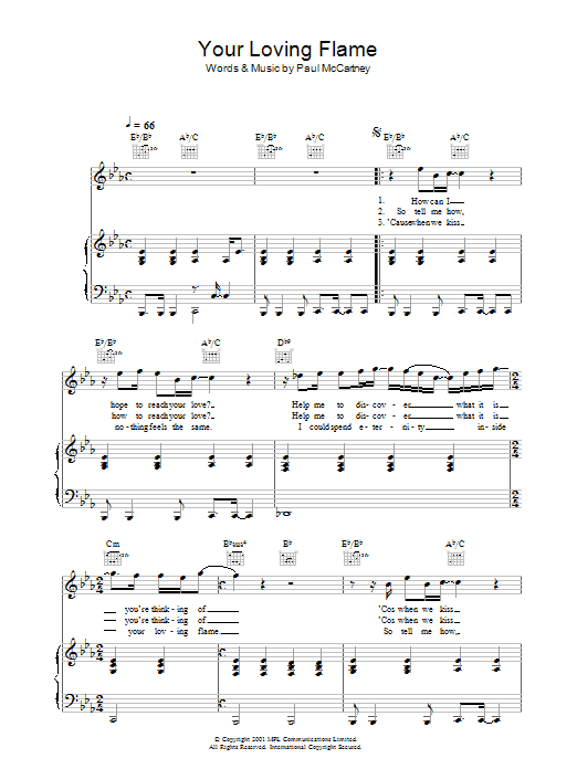 Download Paul McCartney Your Loving Flame Sheet Music and learn how to play Lyrics & Chords PDF digital score in minutes