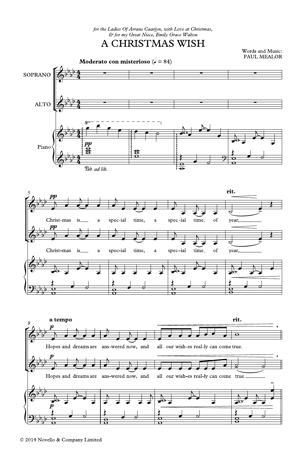 Download Paul Mealor A Christmas Wish Sheet Music and learn how to play 2-Part Choir PDF digital score in minutes