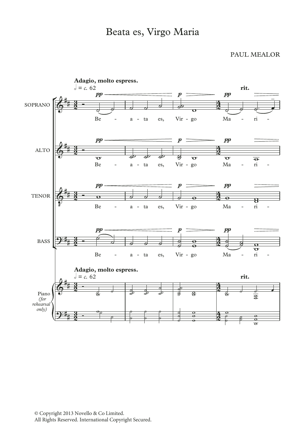 Download Paul Mealor Beata Es Virgo Maria Sheet Music and learn how to play SATB Choir PDF digital score in minutes