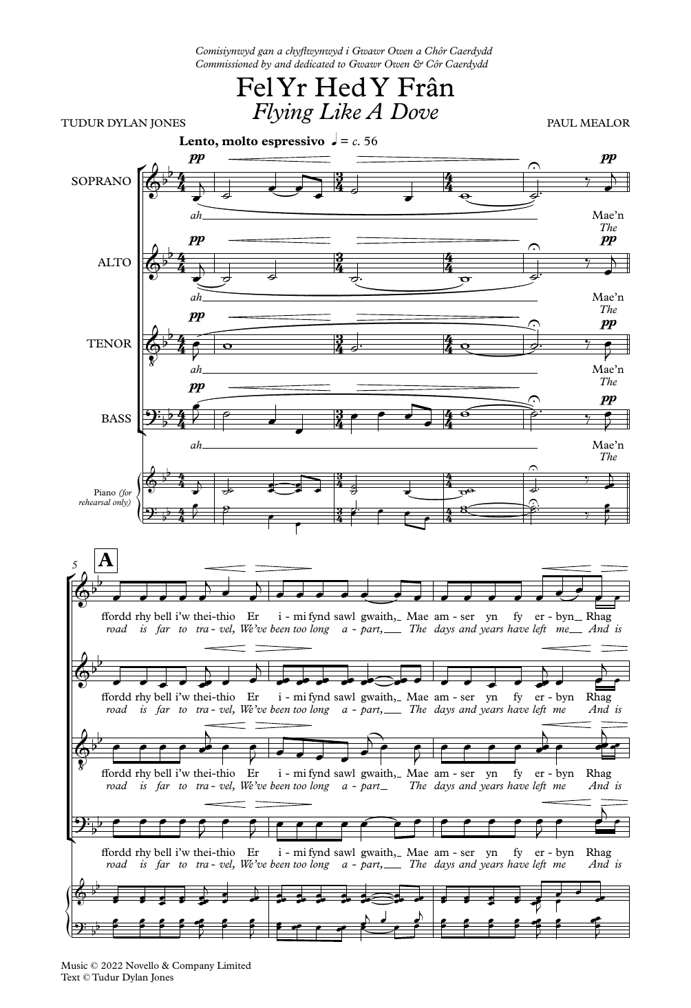 Download Paul Mealor Fel Yr Hed Y Fran Sheet Music and learn how to play SATB Choir PDF digital score in minutes