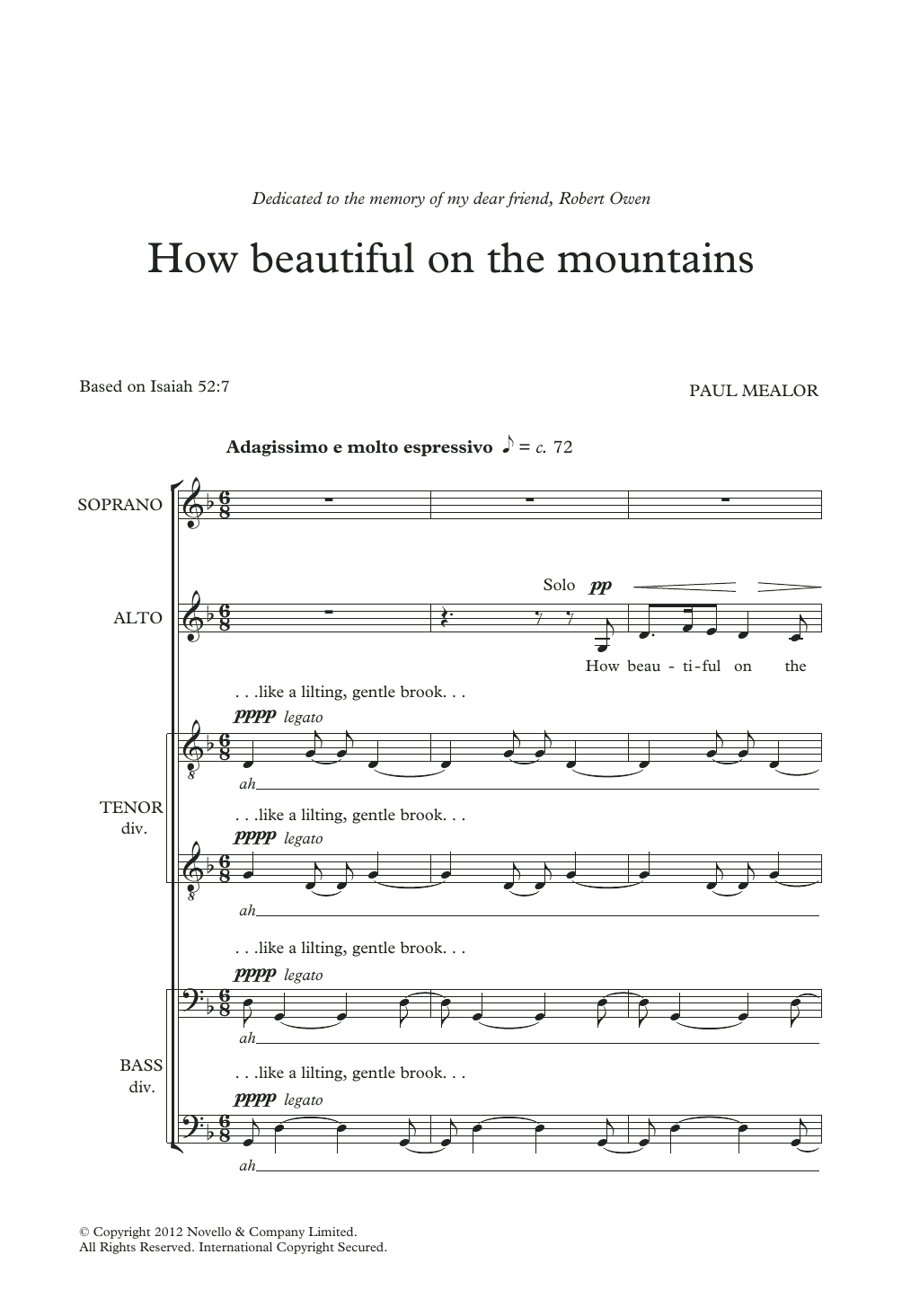 Download Paul Mealor How Beautiful On The Mountains Sheet Music and learn how to play SATB Choir PDF digital score in minutes