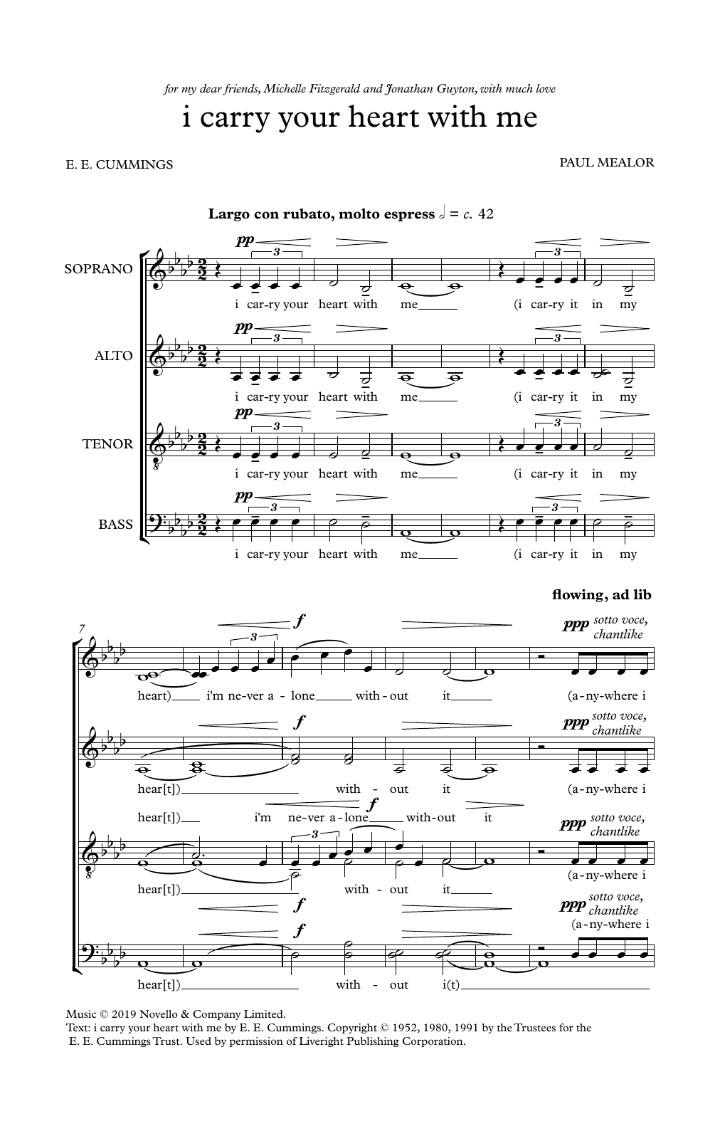 Download Paul Mealor I Carry Your Heart With Me Sheet Music and learn how to play SATB Choir PDF digital score in minutes