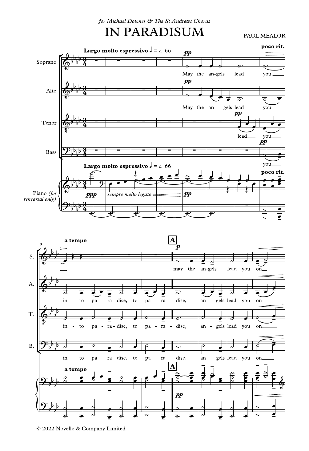 Download Paul Mealor In Paradisum Sheet Music and learn how to play SATB Choir PDF digital score in minutes