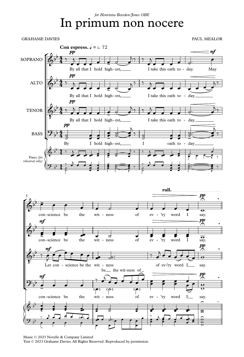 Download Paul Mealor In Primum Non Nocere Sheet Music and learn how to play Choir PDF digital score in minutes