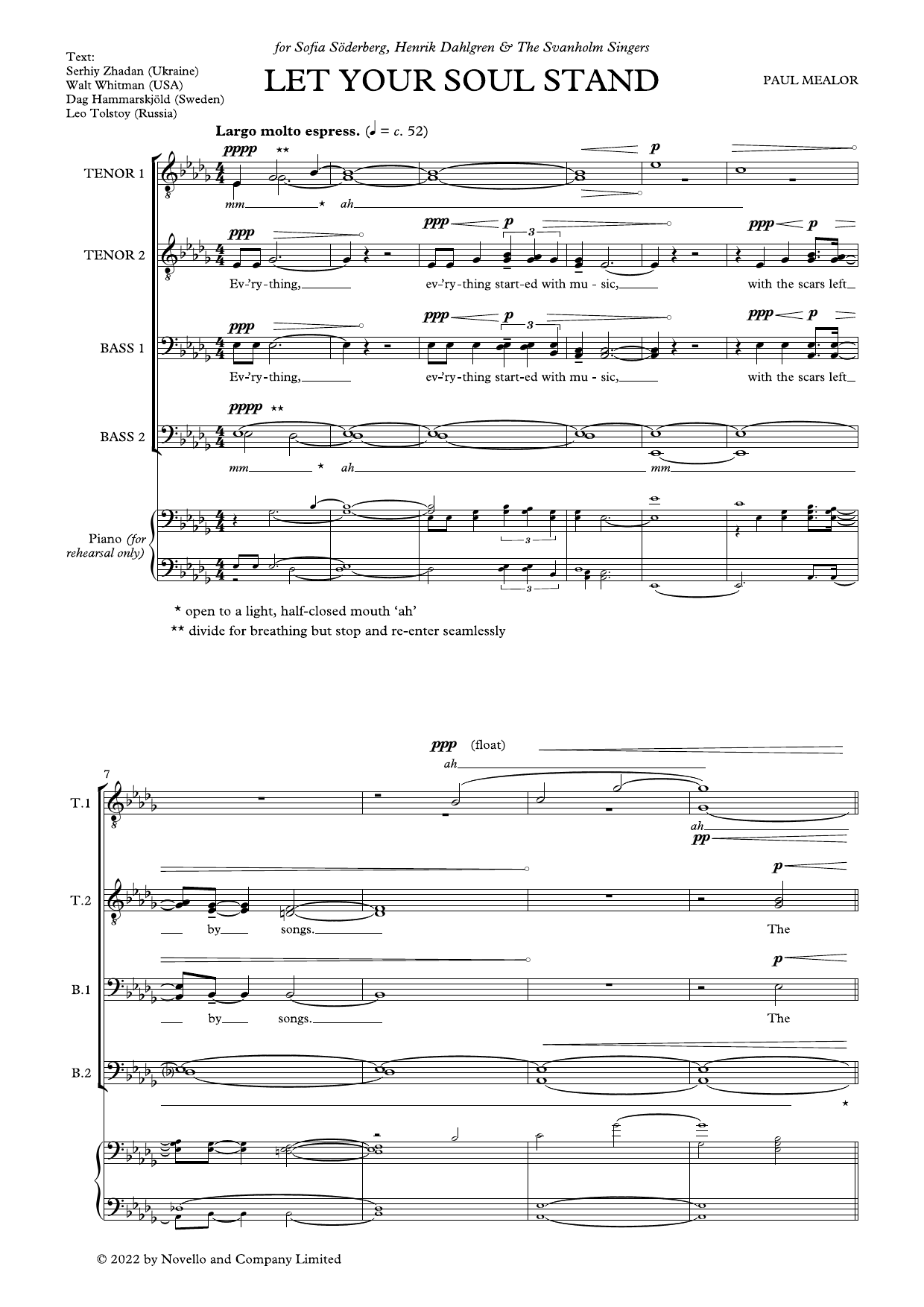 Download Paul Mealor Let Your Soul Stand (TTBB divisi) Sheet Music and learn how to play TTBB Choir PDF digital score in minutes