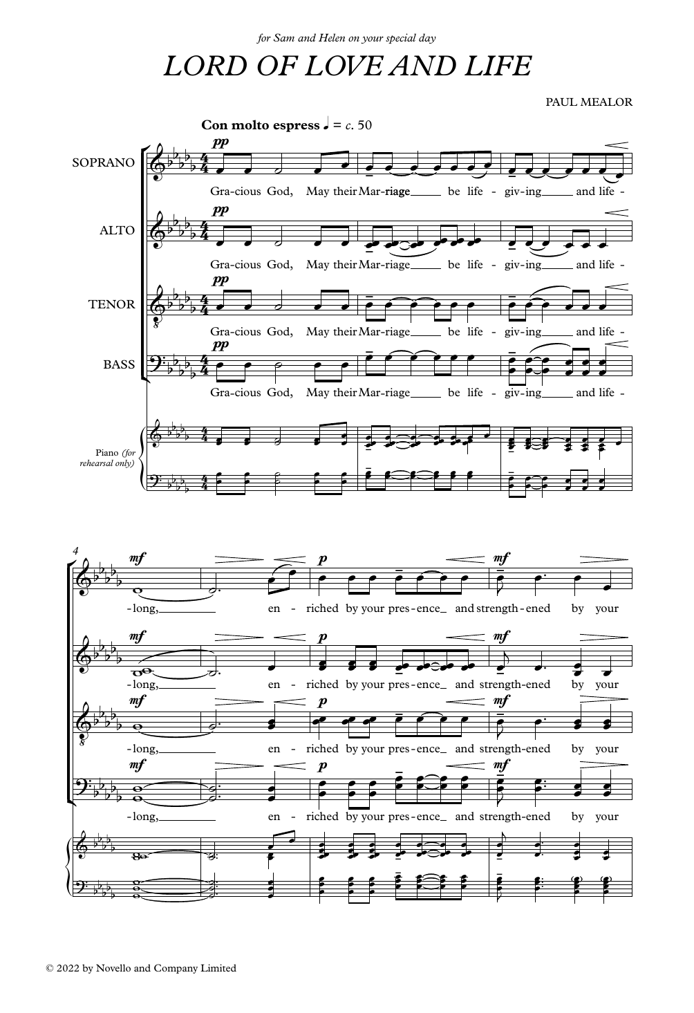 Download Paul Mealor Lord Of Love And Life Sheet Music and learn how to play Choir PDF digital score in minutes