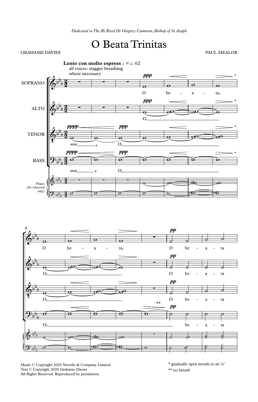 Download Paul Mealor O Beata Trinitas Sheet Music and learn how to play SATB Choir PDF digital score in minutes