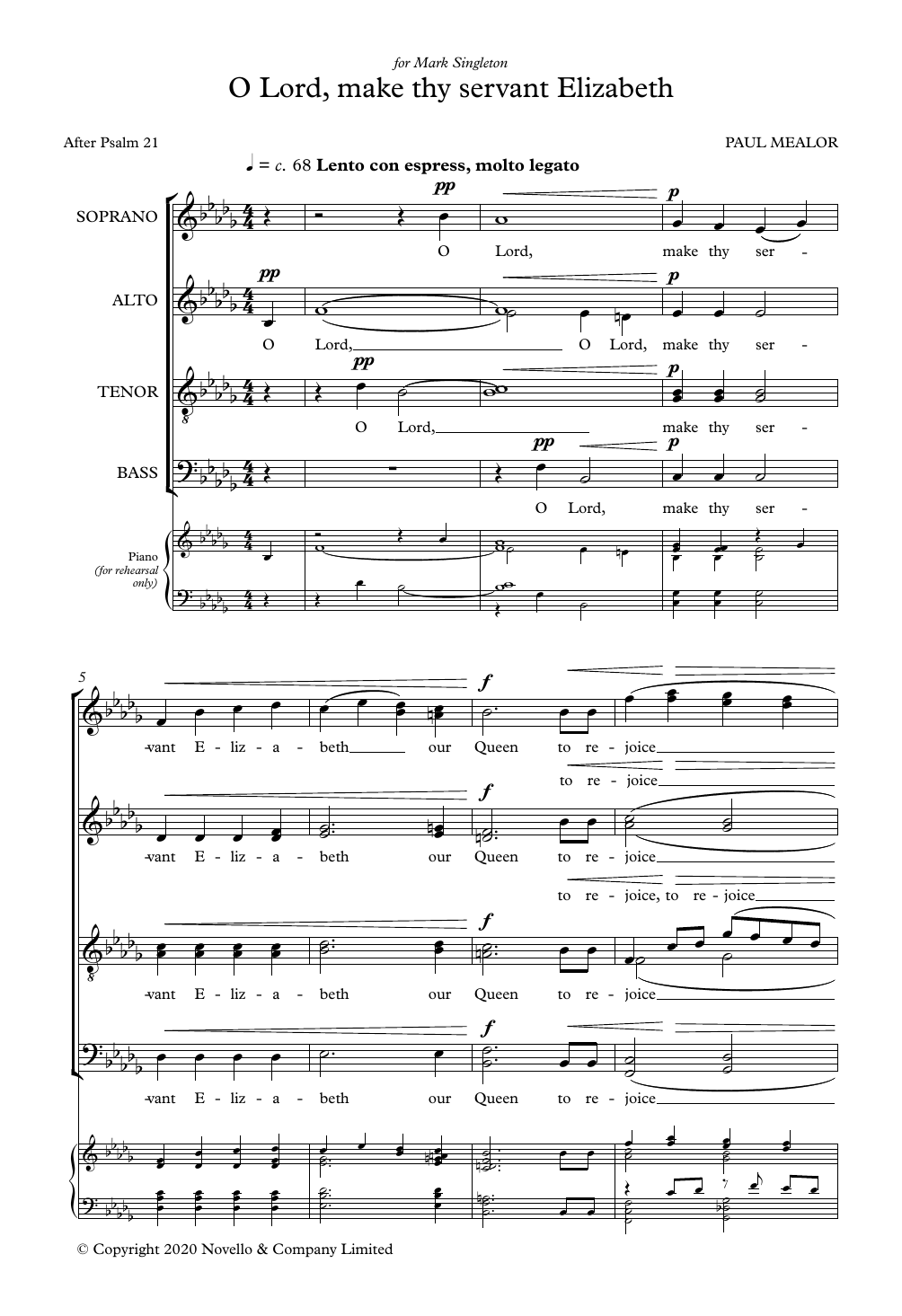 Download Paul Mealor O Lord, Make Thy Servant Elizabeth Sheet Music and learn how to play SATB Choir PDF digital score in minutes