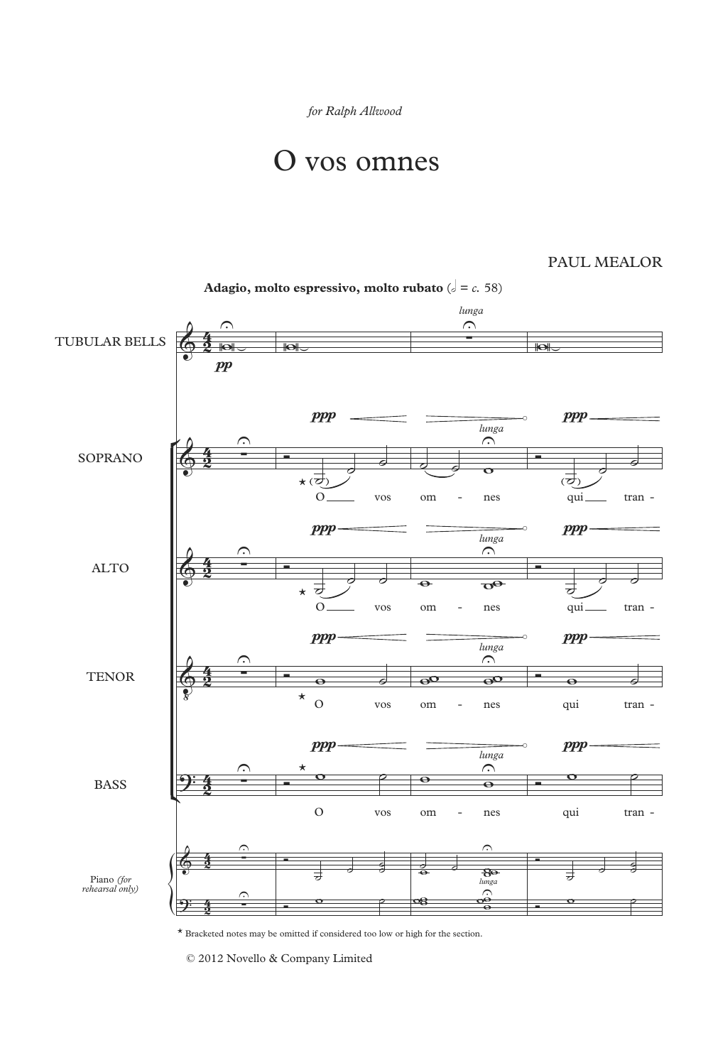 Download Paul Mealor O Vos Omnes Sheet Music and learn how to play SATB Choir PDF digital score in minutes