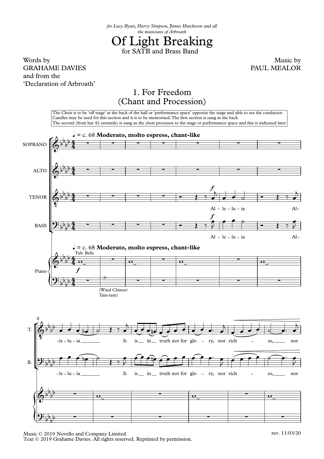 Download Paul Mealor Of Light Breaking Sheet Music and learn how to play SATB Choir PDF digital score in minutes