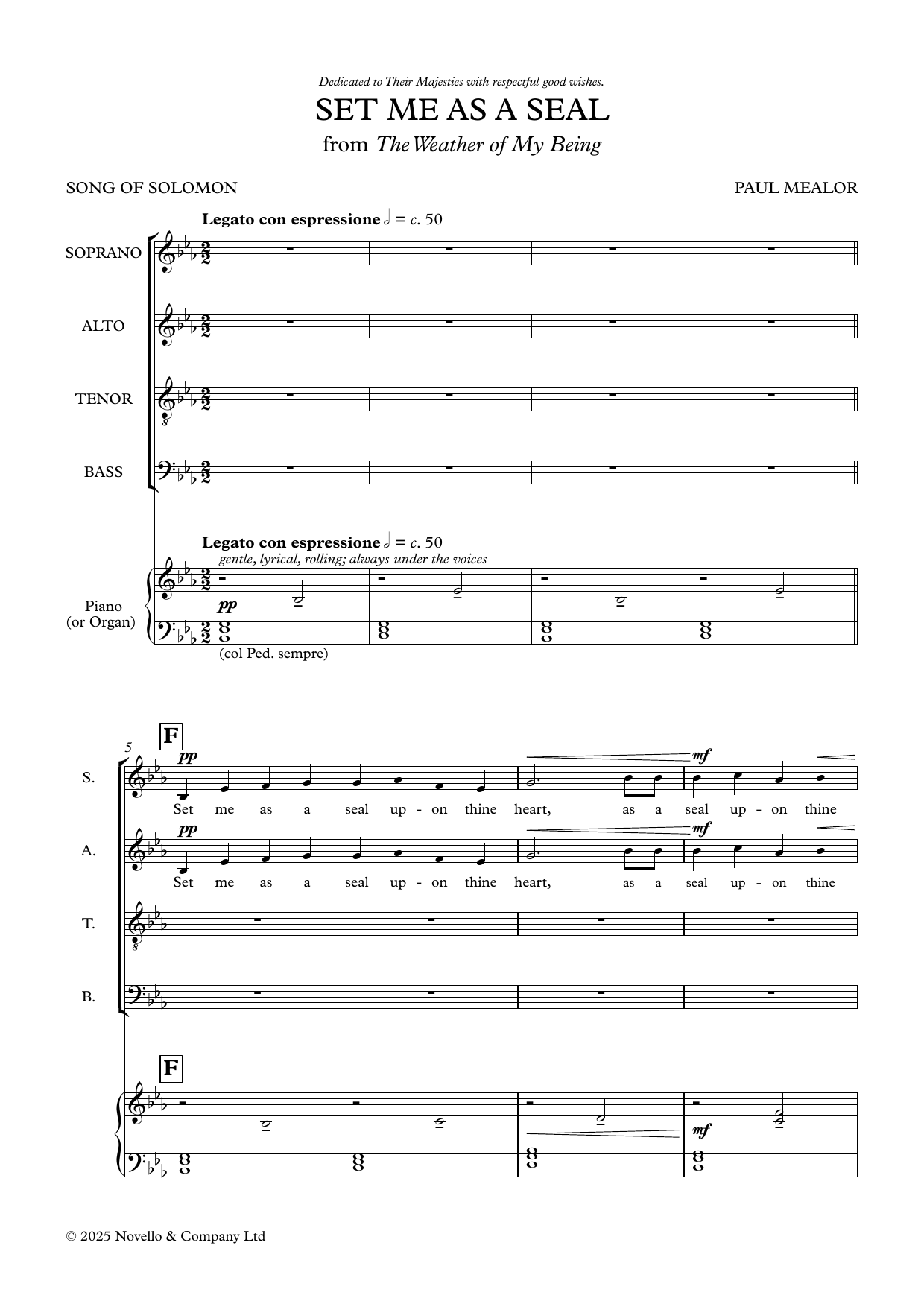 Download Paul Mealor Set Me As A Seal Sheet Music and learn how to play SATB Choir PDF digital score in minutes