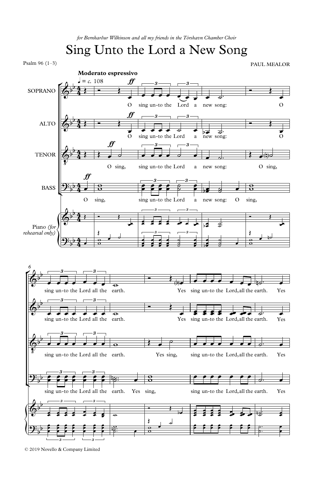 Download Paul Mealor Sing Unto The Lord A New Song Sheet Music and learn how to play SATB Choir PDF digital score in minutes