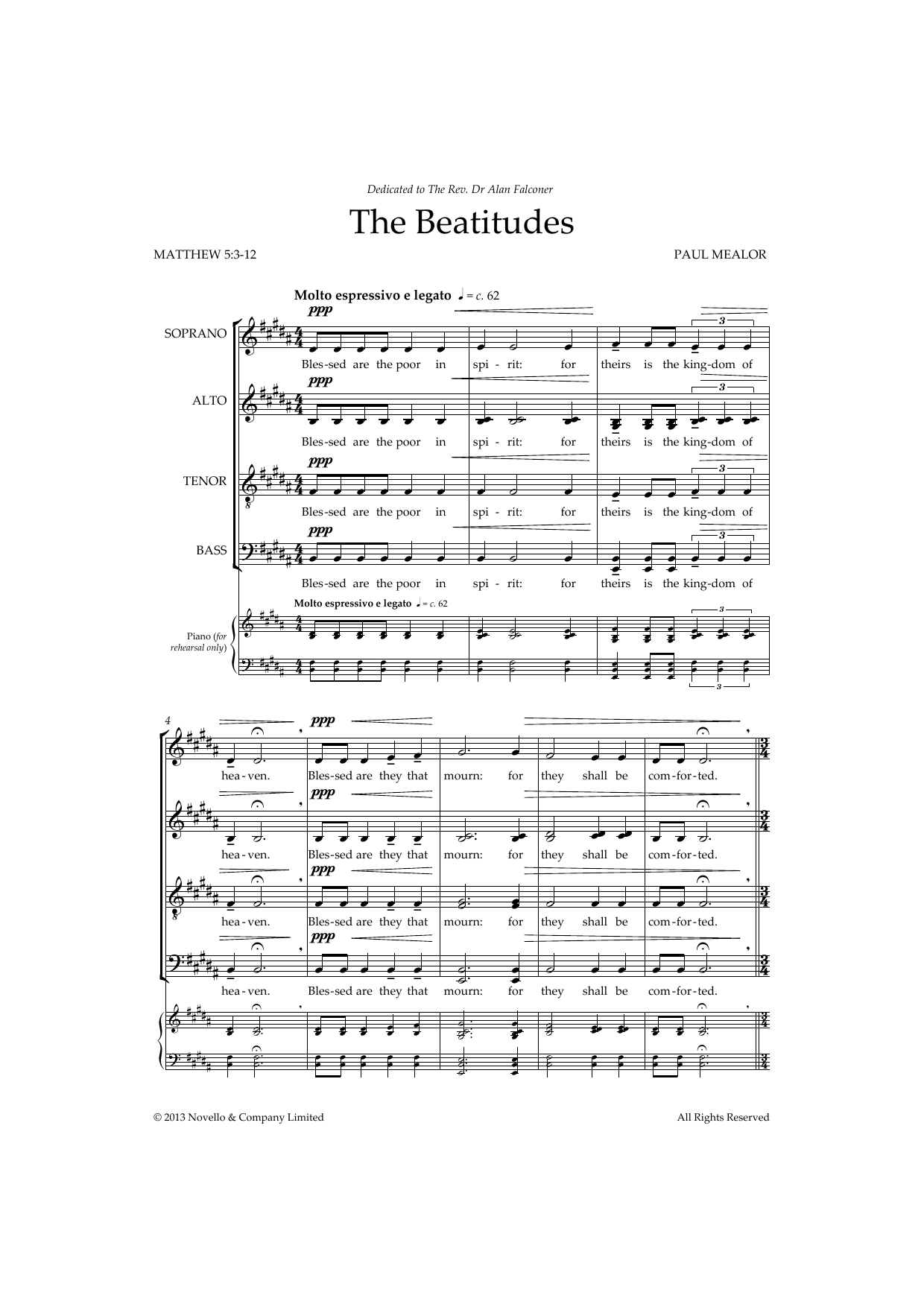 Download Paul Mealor The Beatitudes Sheet Music and learn how to play Choir PDF digital score in minutes