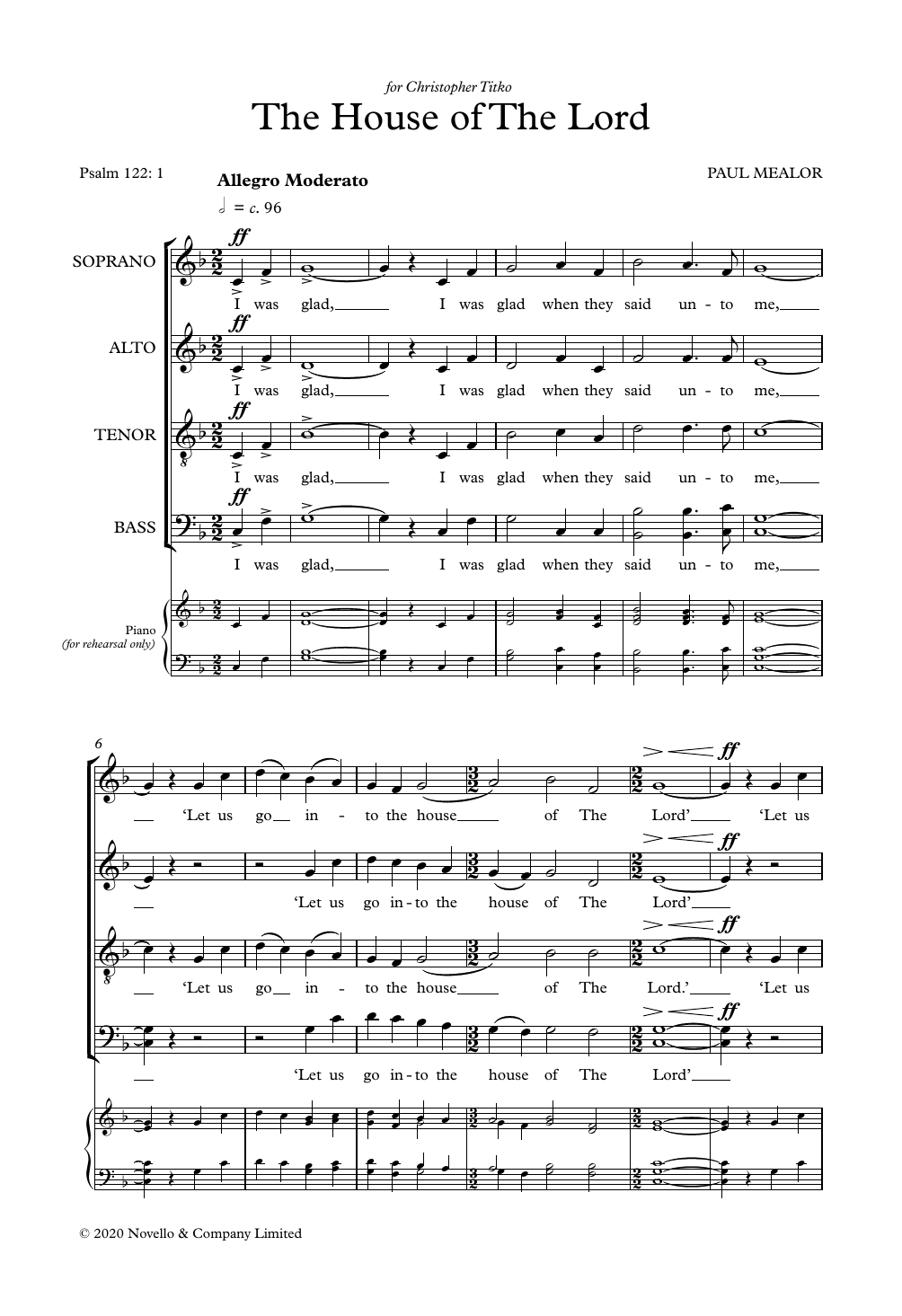 Download Paul Mealor The House Of The Lord Sheet Music and learn how to play SATB Choir PDF digital score in minutes