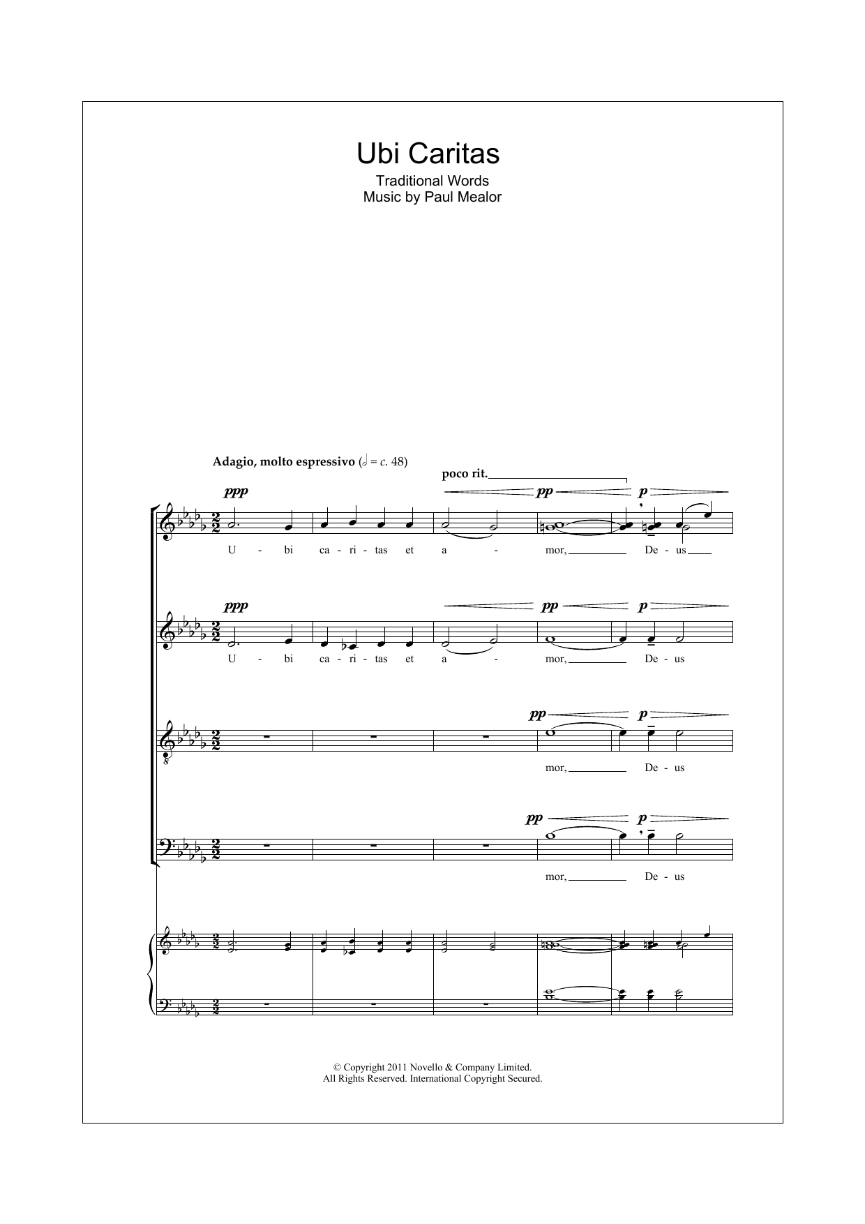 Download Paul Mealor Ubi Caritas Sheet Music and learn how to play SATB Choir PDF digital score in minutes