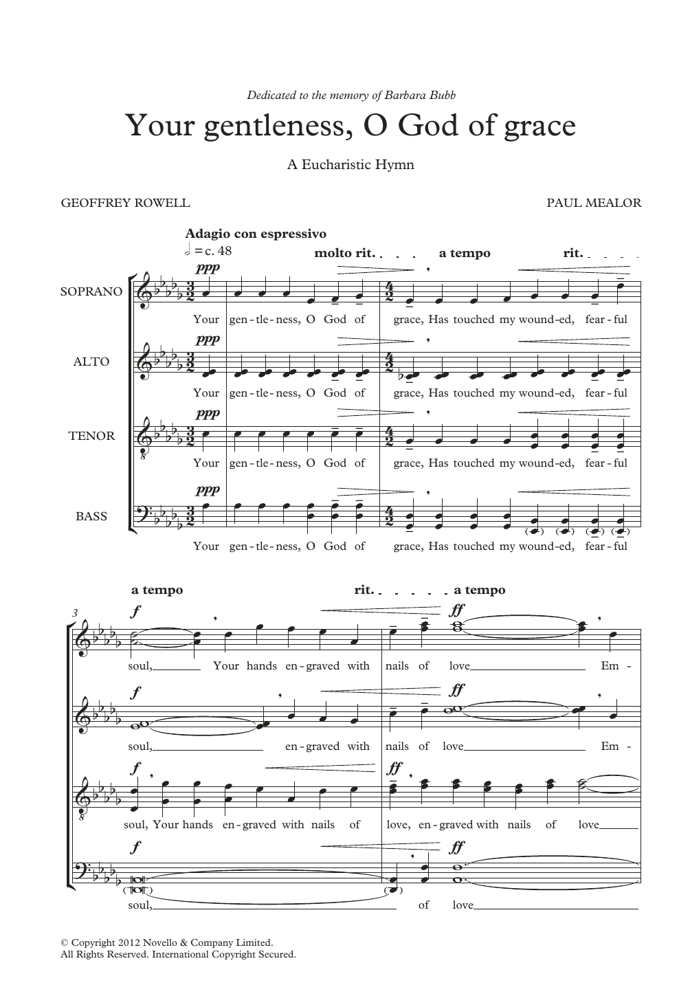 Download Paul Mealor Your Gentleness, O God Of Grace Sheet Music and learn how to play SATB Choir PDF digital score in minutes