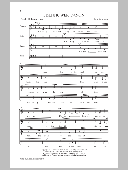 Download Paul Moravec Eisenhower Round Sheet Music and learn how to play Choral PDF digital score in minutes