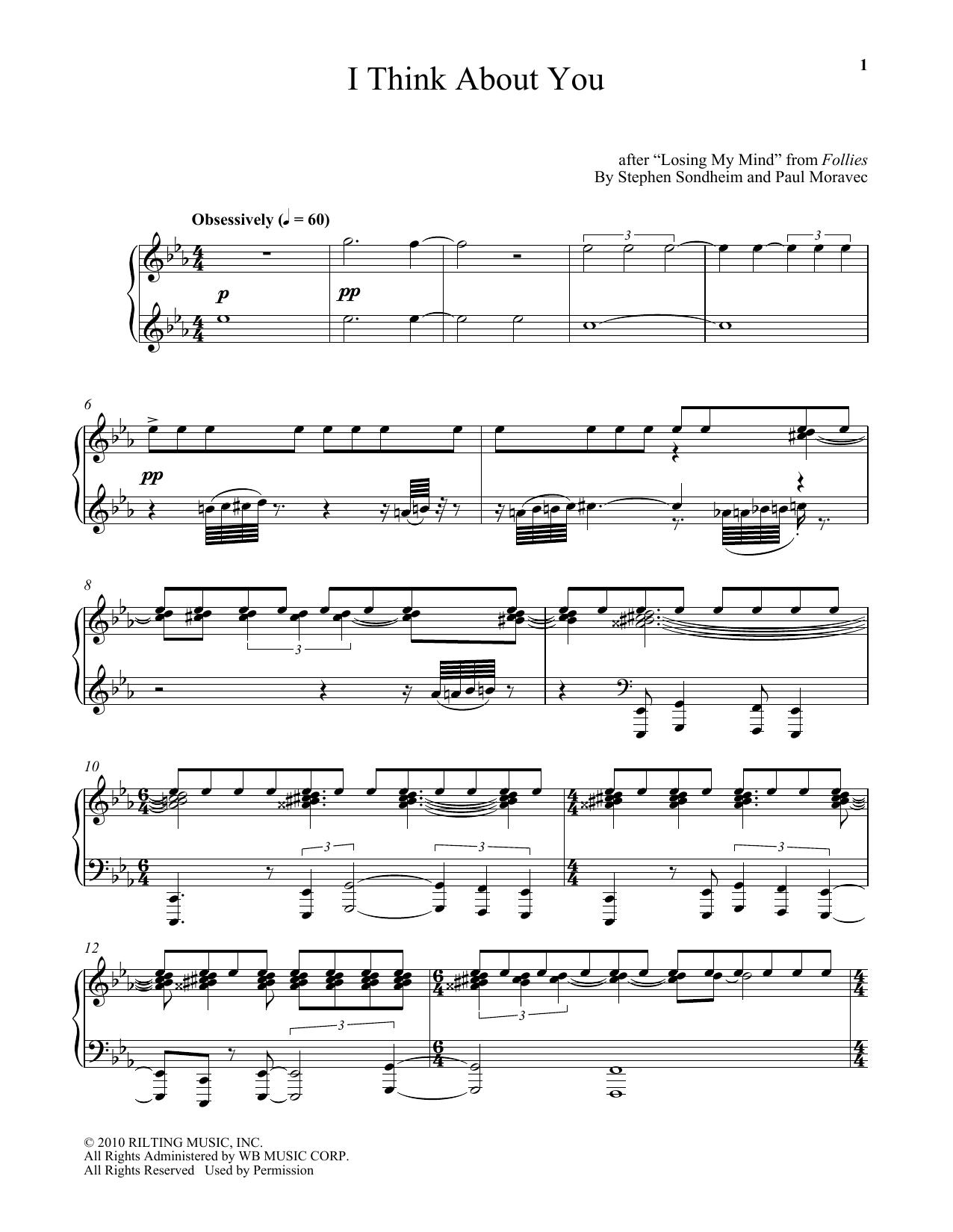 Download Paul Moravec I Think About You Sheet Music and learn how to play Piano PDF digital score in minutes