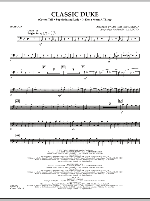 Download Paul Murtha Classic Duke - Bassoon Sheet Music and learn how to play Concert Band PDF digital score in minutes