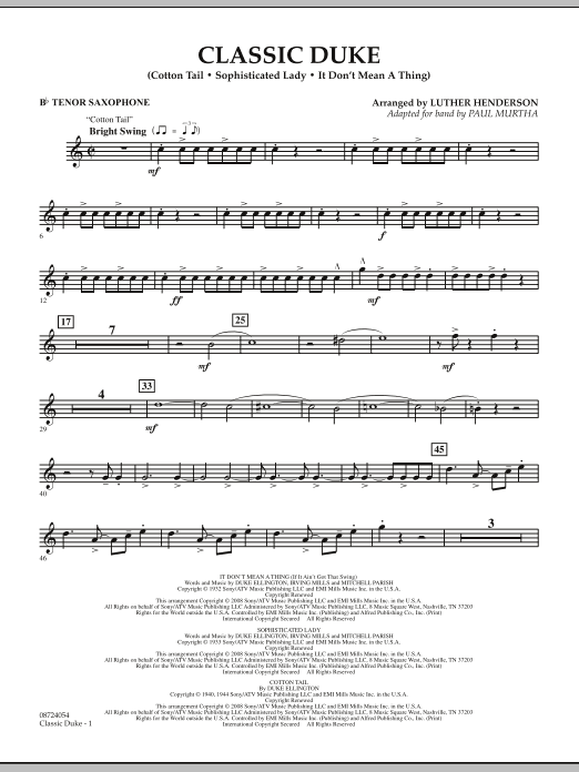 Download Paul Murtha Classic Duke - Bb Tenor Saxophone Sheet Music and learn how to play Concert Band PDF digital score in minutes