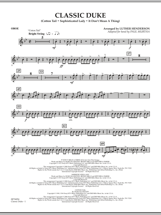 Download Paul Murtha Classic Duke - Oboe Sheet Music and learn how to play Concert Band PDF digital score in minutes