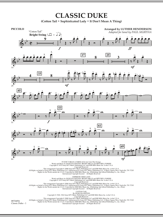 Download Paul Murtha Classic Duke - Piccolo Sheet Music and learn how to play Concert Band PDF digital score in minutes