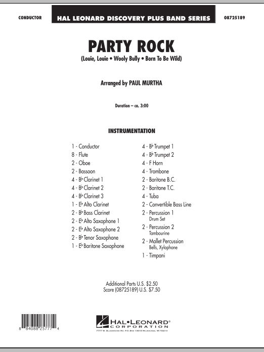 Download Paul Murtha Party Rock - Full Score Sheet Music and learn how to play Concert Band PDF digital score in minutes