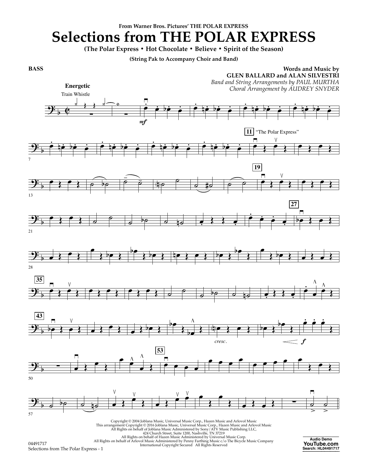 Download Paul Murtha The Polar Express - Bass Sheet Music and learn how to play Orchestra PDF digital score in minutes