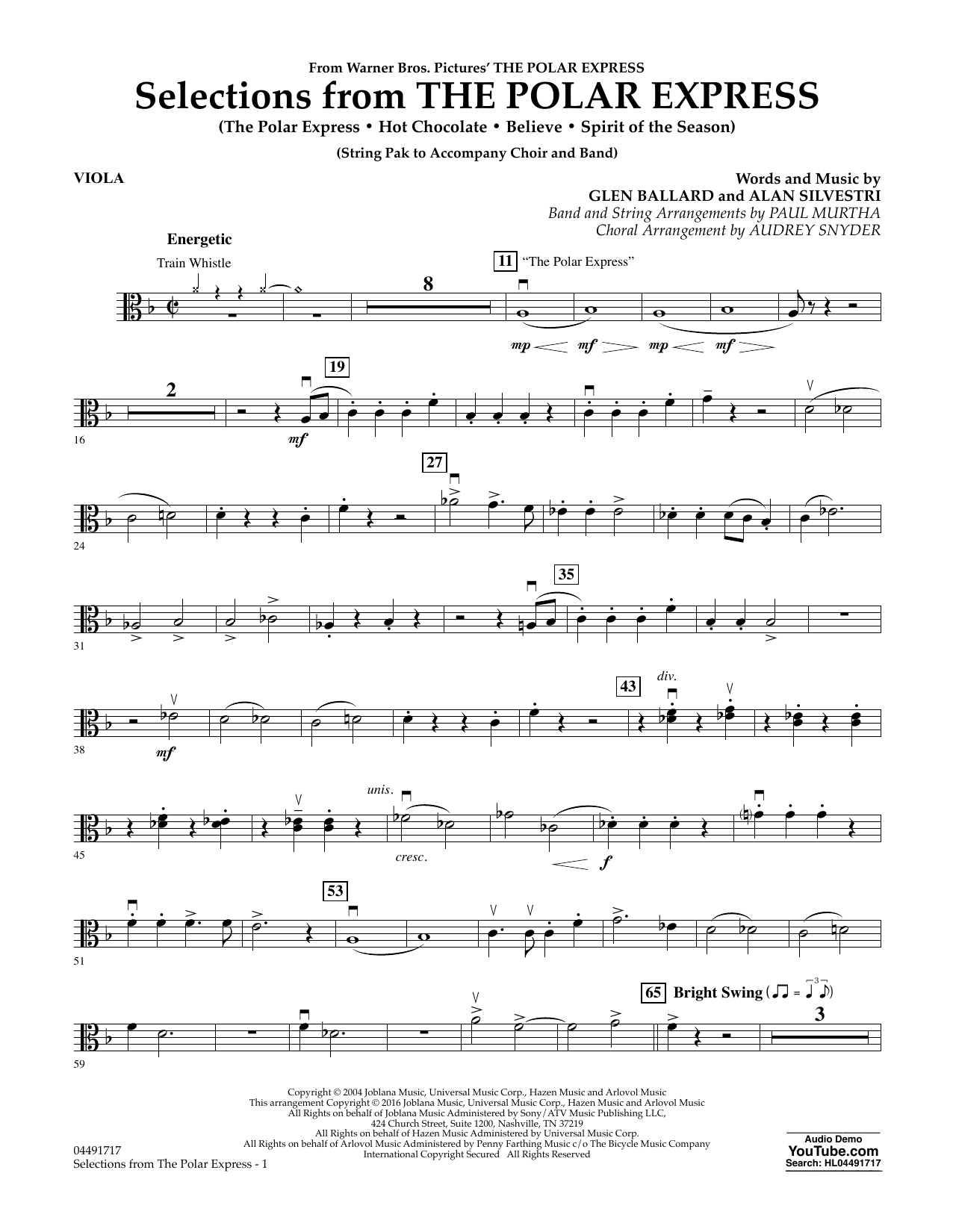 Download Paul Murtha The Polar Express - Viola Sheet Music and learn how to play Orchestra PDF digital score in minutes