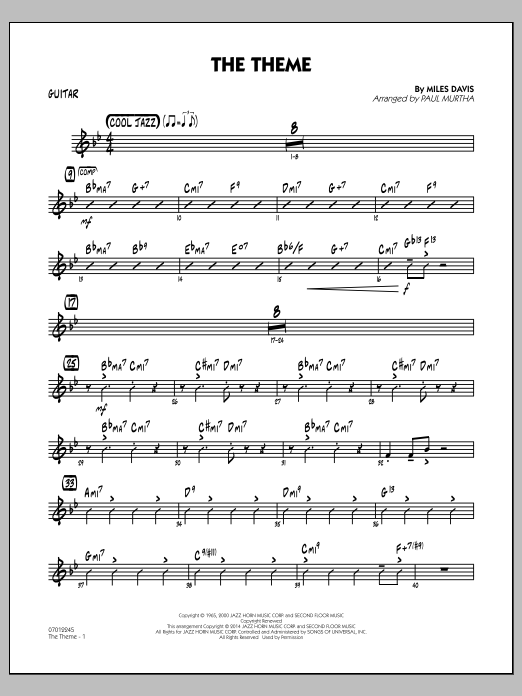 Download Paul Murtha The Theme - Guitar Sheet Music and learn how to play Jazz Ensemble PDF digital score in minutes