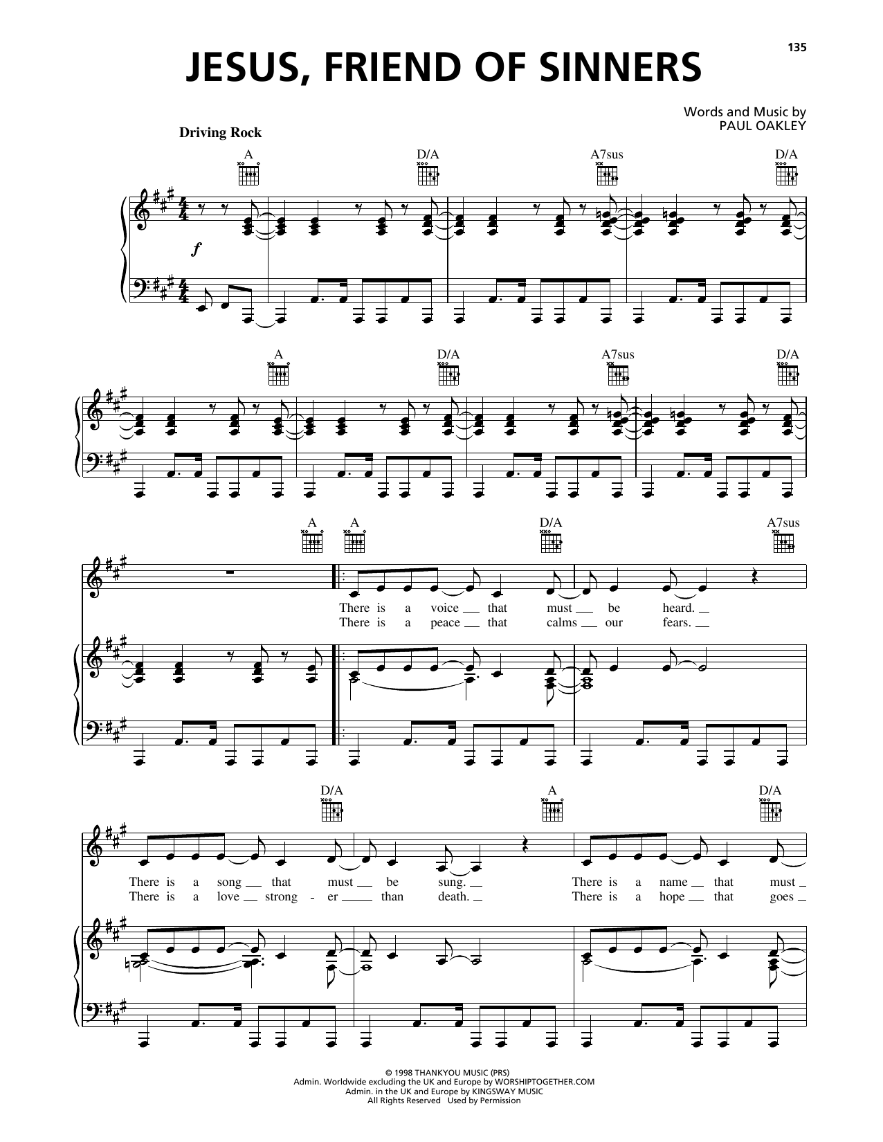 Download Paul Oakley Jesus, Friend Of Sinners Sheet Music and learn how to play Piano, Vocal & Guitar Chords (Right-Hand Melody) PDF digital score in minutes
