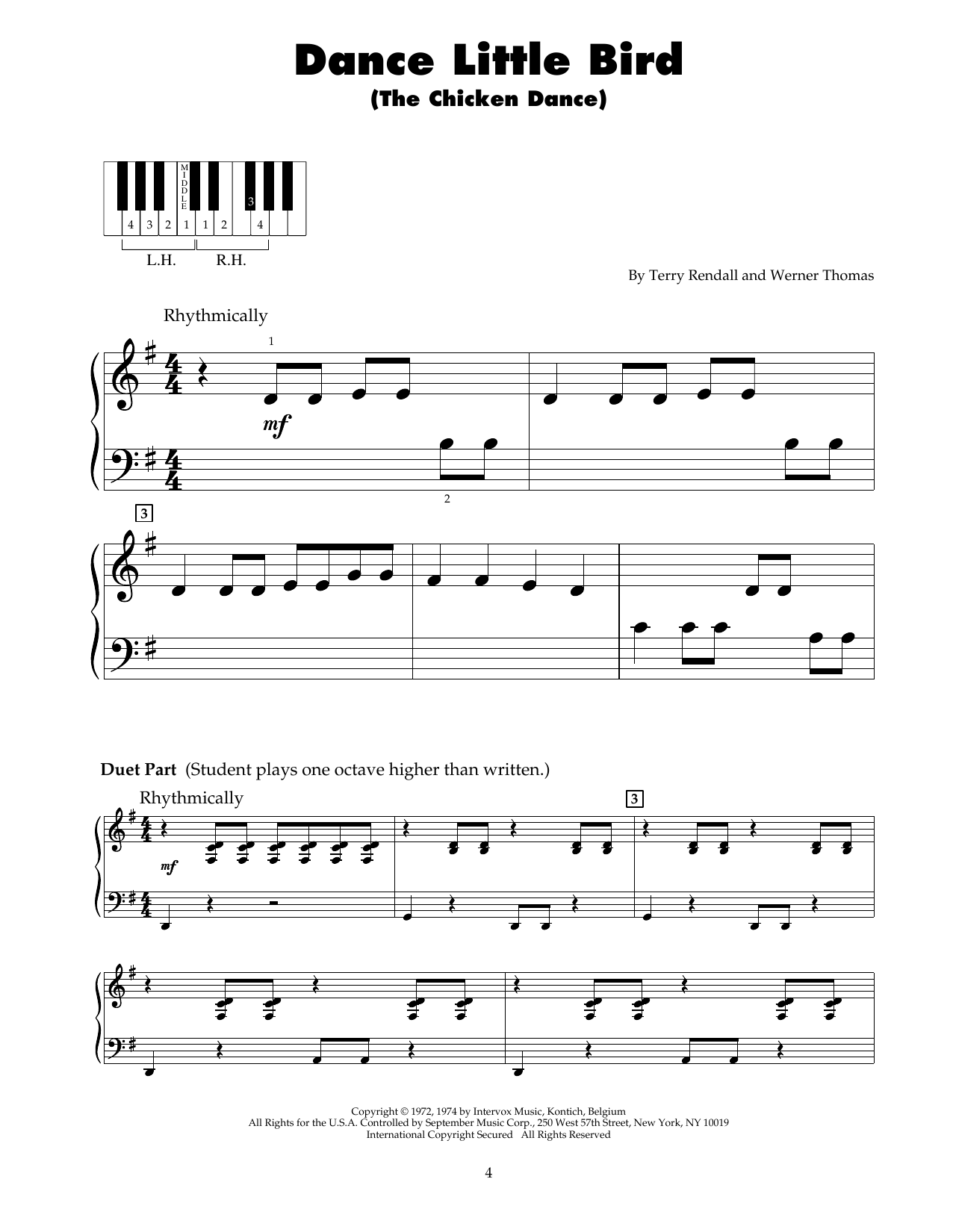 Download Paul Parnes The Chicken Dance Sheet Music and learn how to play 5-Finger Piano PDF digital score in minutes