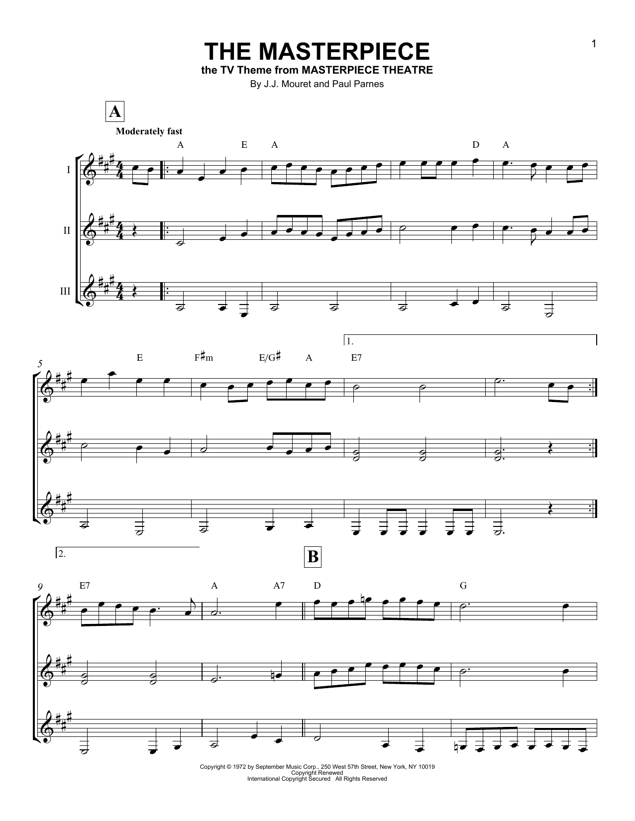Download Paul Parnes The Masterpiece Sheet Music and learn how to play Guitar Ensemble PDF digital score in minutes