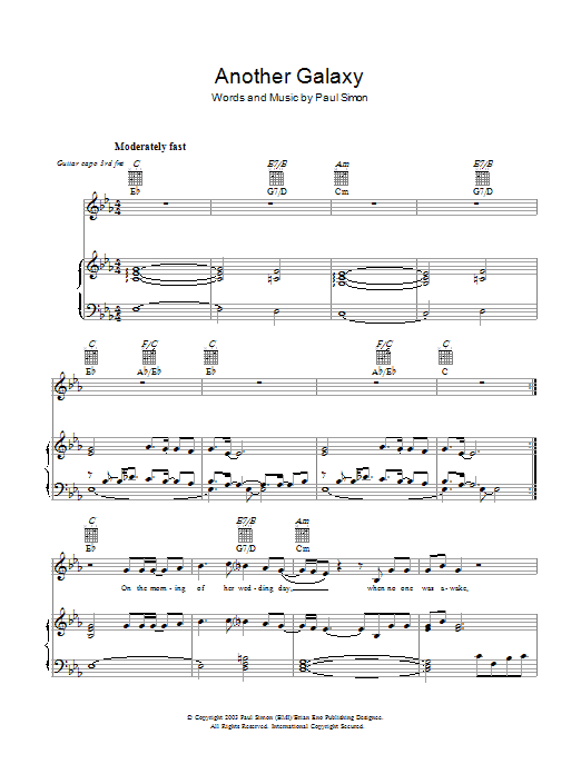 Download Paul Simon Another Galaxy Sheet Music and learn how to play Lyrics & Chords PDF digital score in minutes