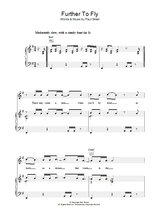 Download Paul Simon Further To Fly Sheet Music and learn how to play Lyrics & Chords PDF digital score in minutes