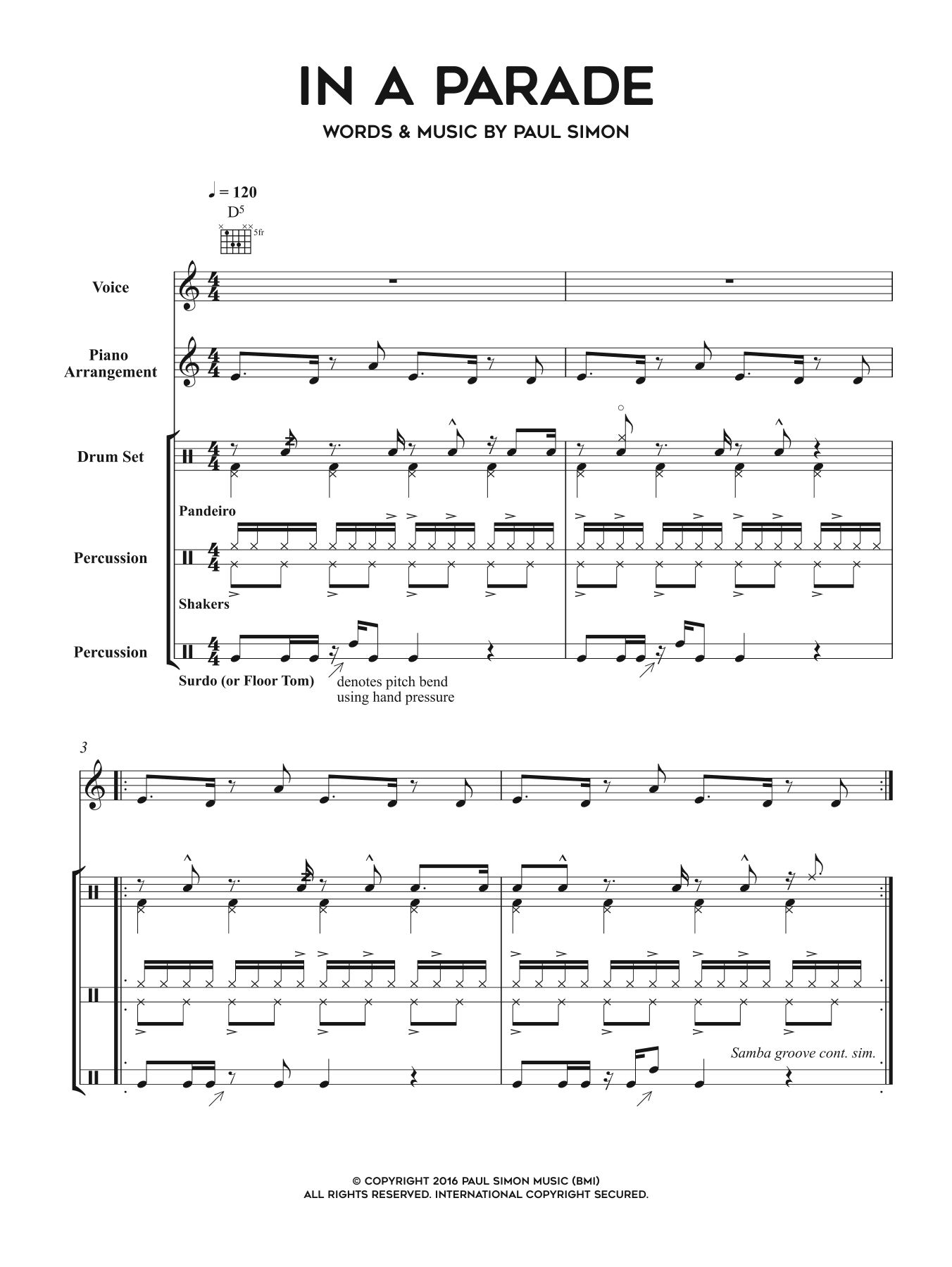 Download Paul Simon In A Parade Sheet Music and learn how to play Piano, Vocal & Guitar PDF digital score in minutes