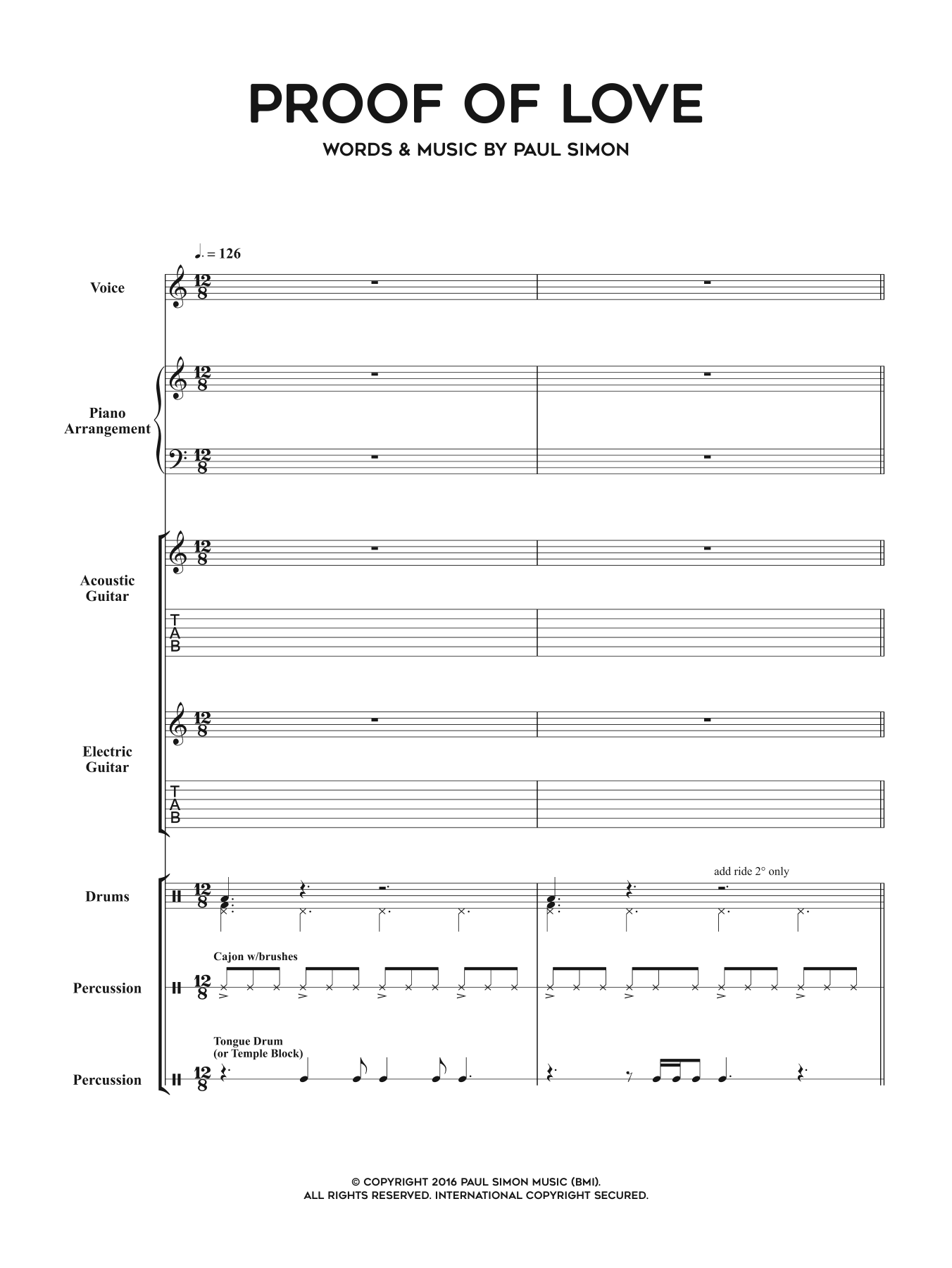 Download Paul Simon Proof Of Love Sheet Music and learn how to play Piano, Vocal & Guitar Tab PDF digital score in minutes