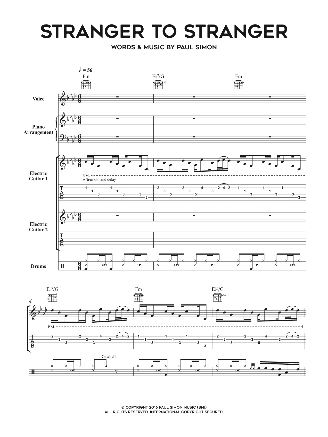 Download Paul Simon Stranger To Stranger Sheet Music and learn how to play Piano, Vocal & Guitar Tab PDF digital score in minutes