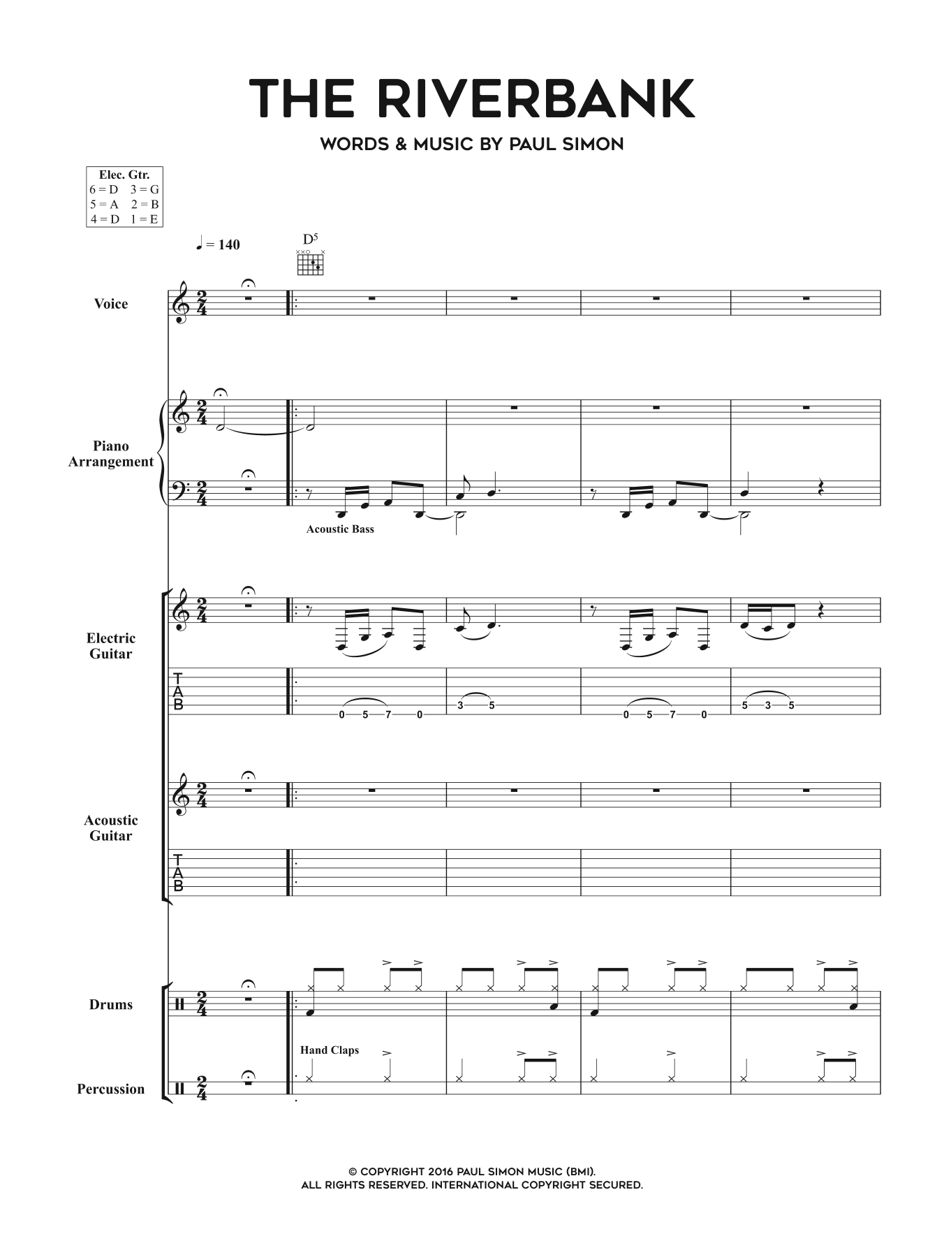 Download Paul Simon The Riverbank Sheet Music and learn how to play Piano, Vocal & Guitar Tab PDF digital score in minutes