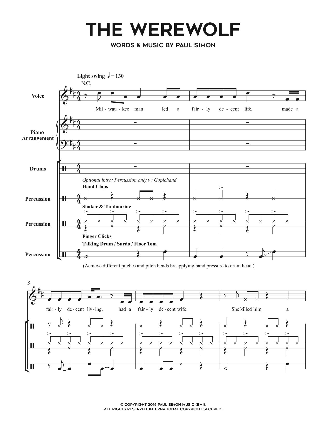 Download Paul Simon The Werewolf Sheet Music and learn how to play Piano, Vocal & Guitar Tab PDF digital score in minutes
