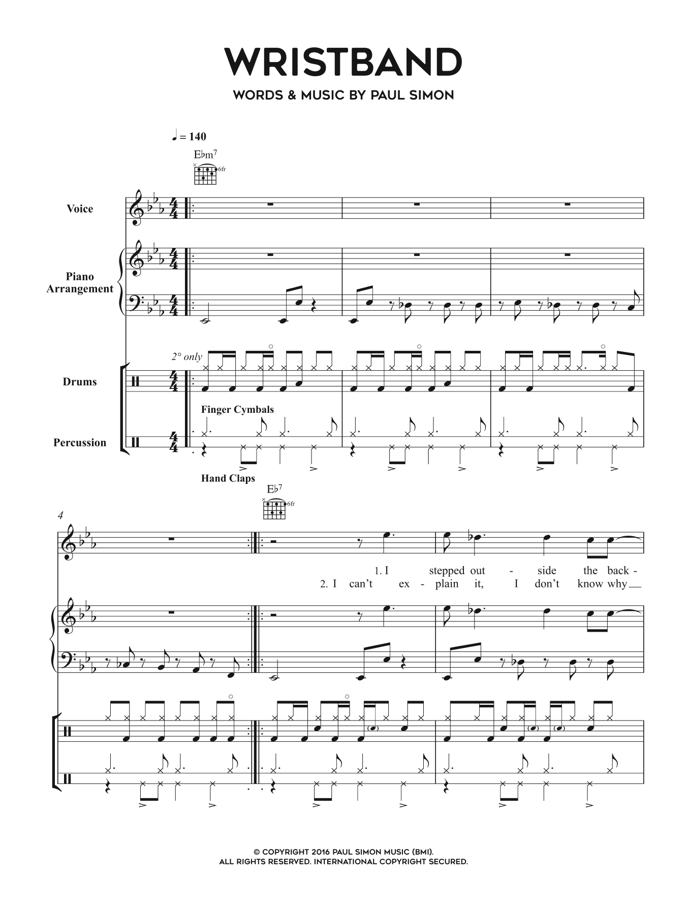 Download Paul Simon Wristband Sheet Music and learn how to play Piano, Vocal & Guitar Tab PDF digital score in minutes