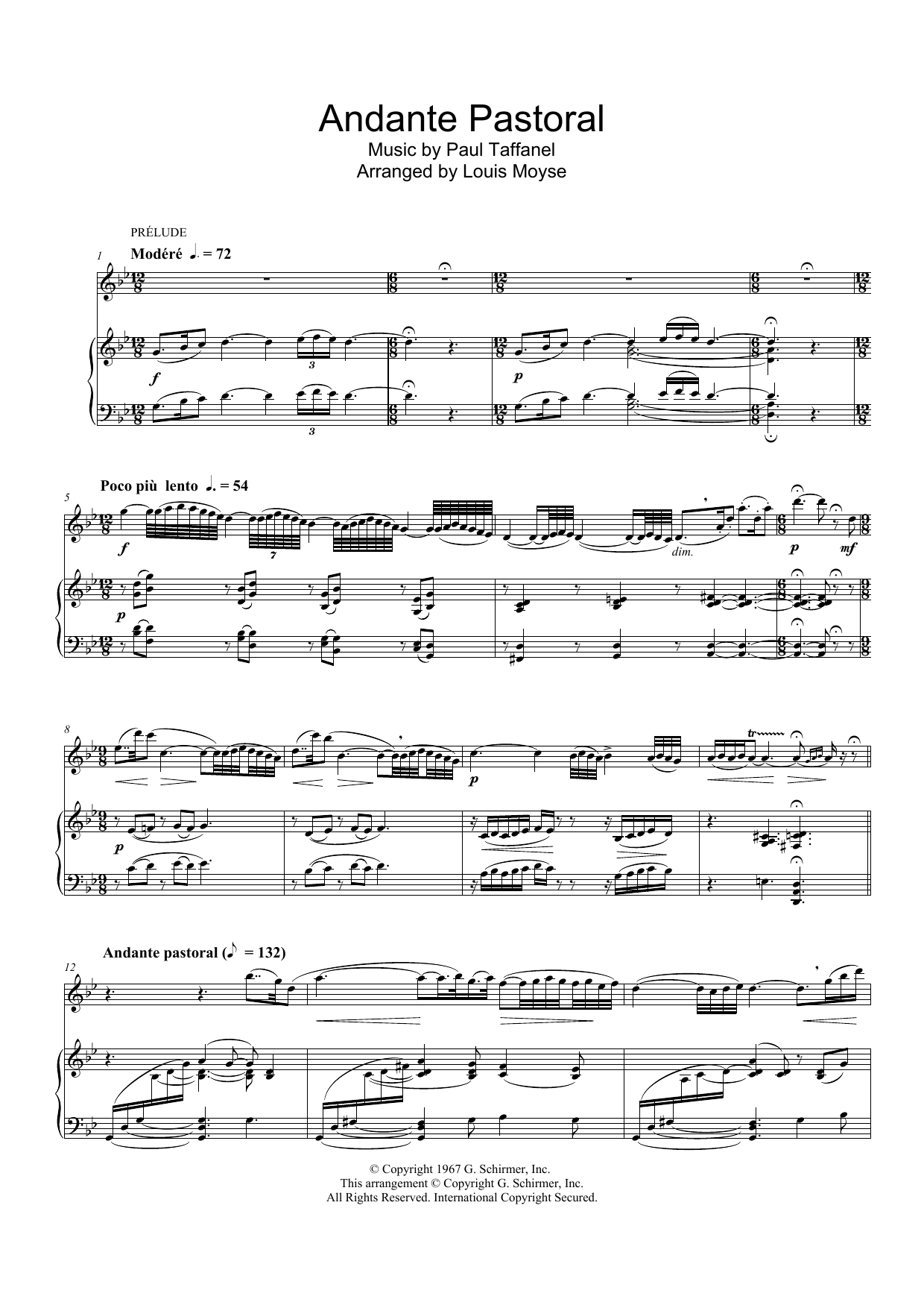 Download Paul Taffanel Andante Pastoral Sheet Music and learn how to play Flute PDF digital score in minutes