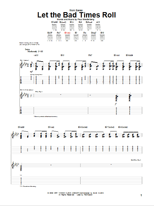 Download Paul Westerberg Let The Bad Times Roll Sheet Music and learn how to play Guitar Tab PDF digital score in minutes